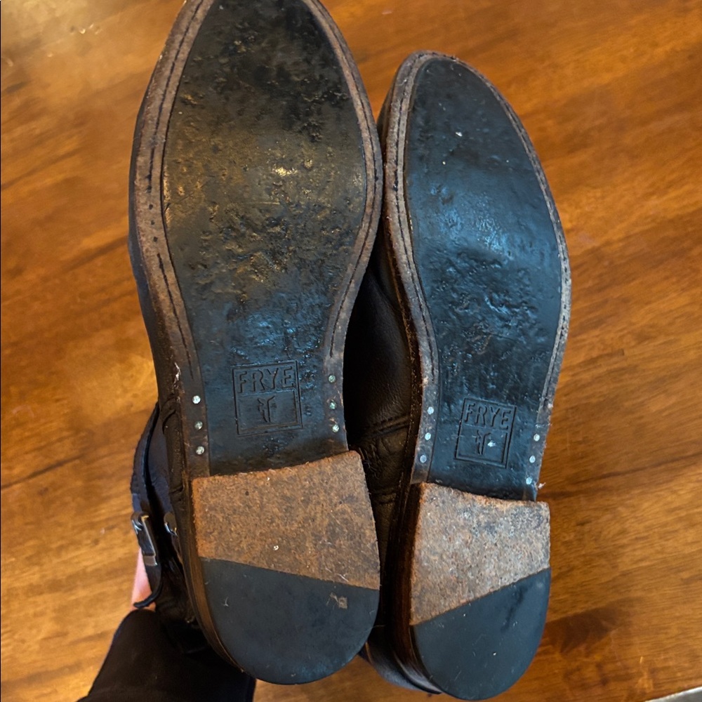 Frye Black Leather Ankle Booties with Buckles - Picture 5 of 6